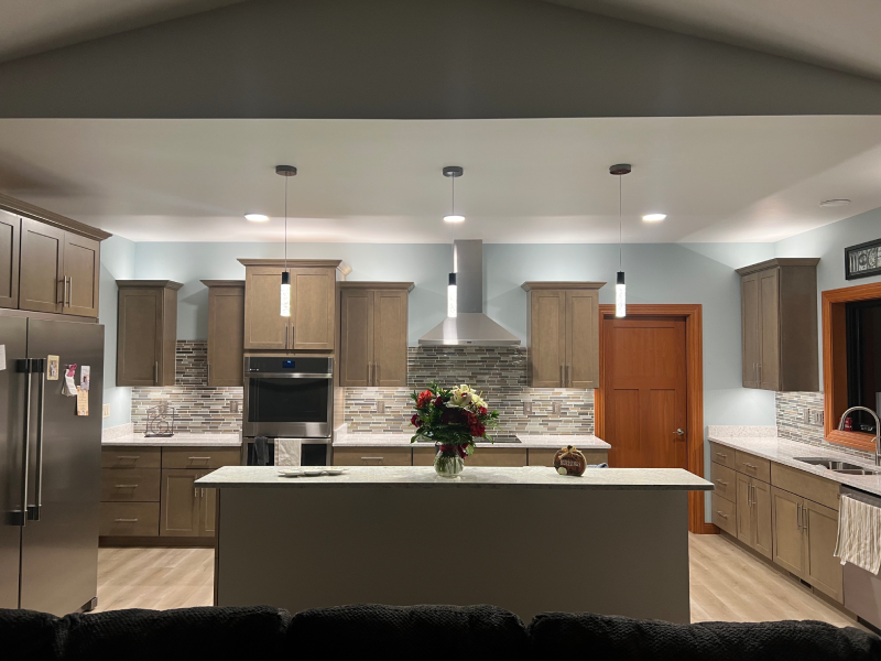 interior kitchen lighting with island pendant lighting and cabinet lighting